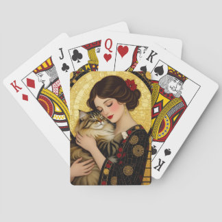 Jeu De Cartes Jolie Fille et Chat Mignon Art Nouveau Gustav Klim