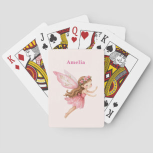 Jeu De Cartes Jolie fille fée dans une robe rose capricieuse
