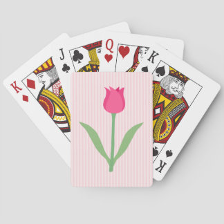 Jeu De Cartes Jolie Fleur De Tulipe Rose.