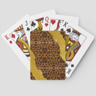Jeu De Cartes Jolie Impression de Girafe en Cuir avec Paillettes