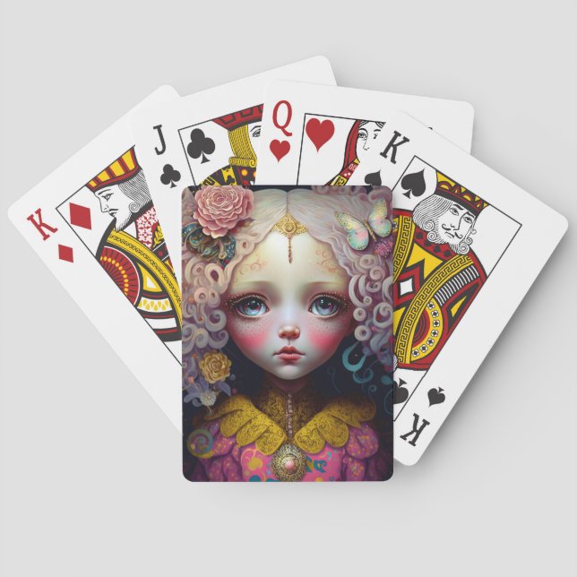 Jeu De Cartes Jolie poupée fille cheveux roses (dos)