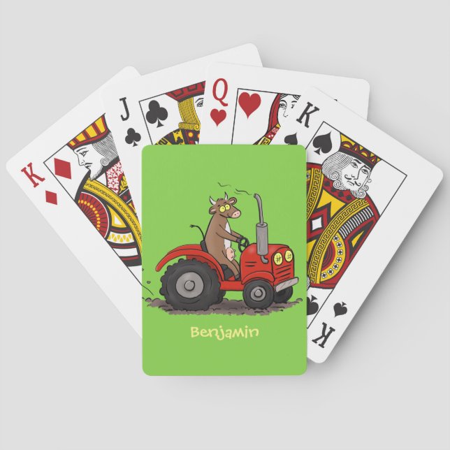 Jeu De Cartes Jolie vache heureuse conduisant un dessin animé de (dos)