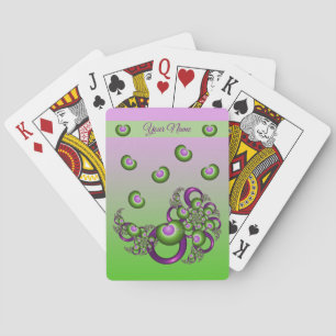 Jeu De Cartes Jolis cœurs verts roses abstraits Nom fractal