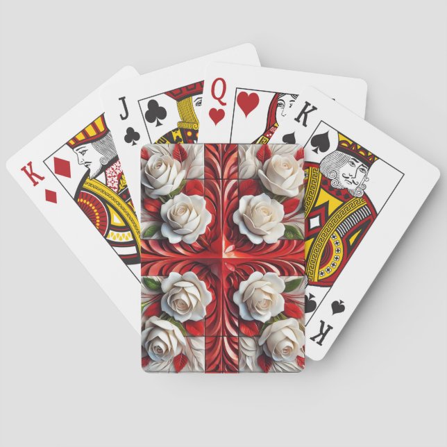 Jeu De Cartes Jouer aux cartes avec design Rose anglais (dos)