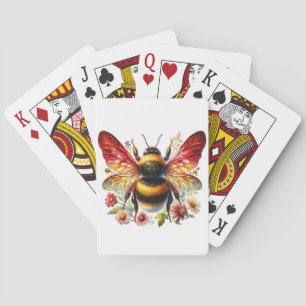 Jeu De Cartes Jouer aux cartes avec l'abeille ailée rouge