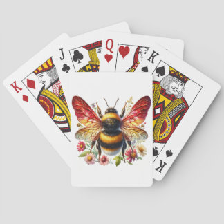 Jeu De Cartes Jouer aux cartes avec l'abeille ailée rouge