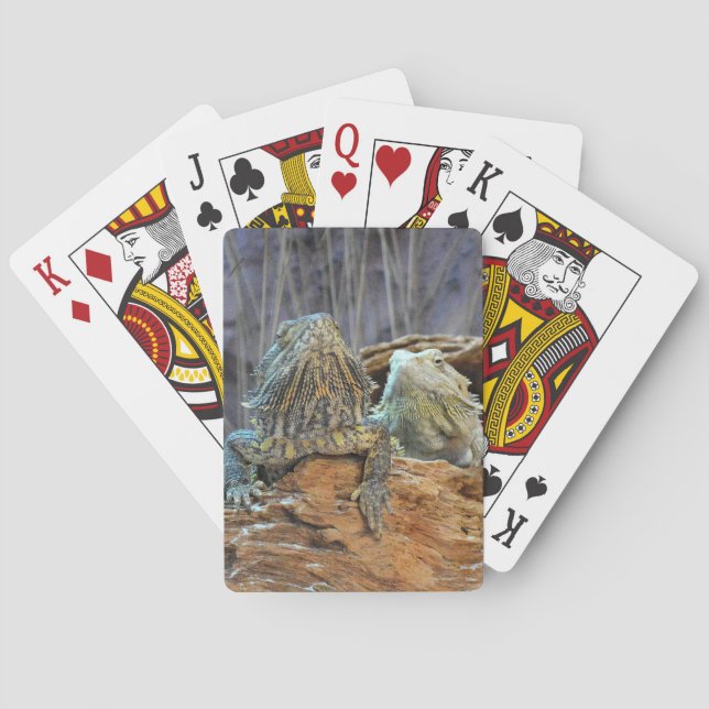 Jeu De Cartes Jouer aux cartes Deck avec deux lézards curieux (dos)
