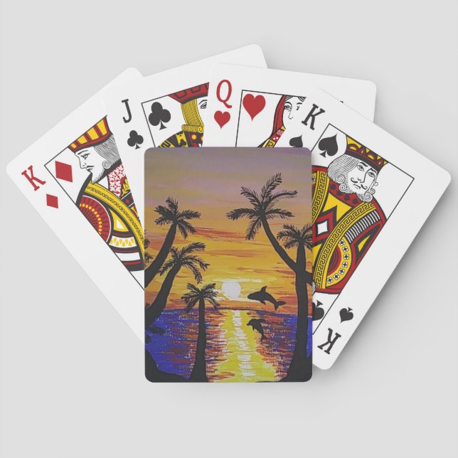 Jeu De Cartes Jouer aux cartes (Plage, baleines et palmiers) (dos)