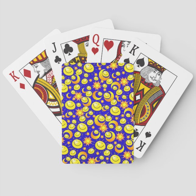 Jeu De Cartes Jouer Carte Deck Jaune étoiles Soleil Lune Bleu (dos)