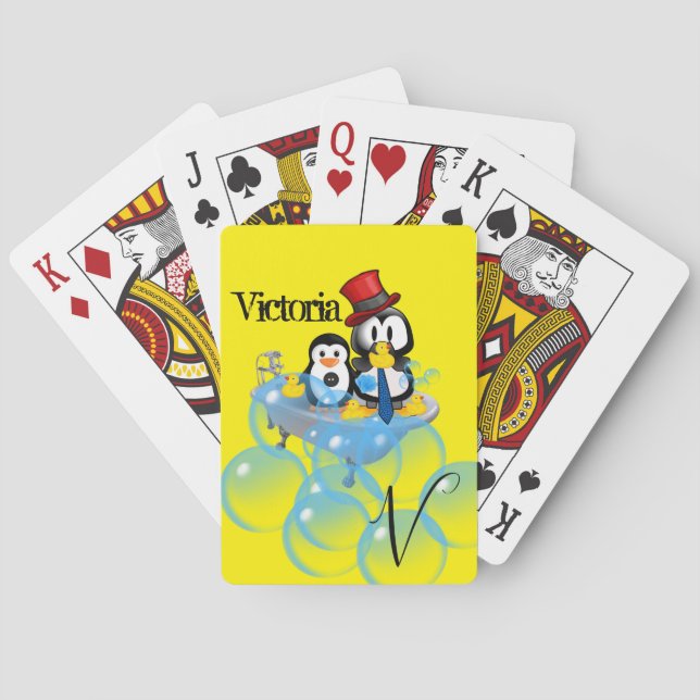 Jeu De Cartes Jouer Carte Deck Pingouin Boules de bain Jaune (dos)