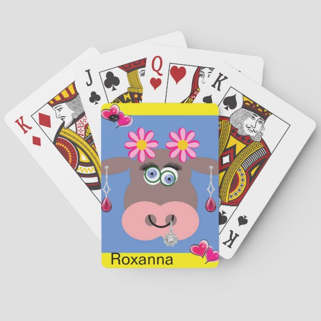 Jeu De Cartes Jouer Carte Deck Vache Coeurs rose Jaune (dos)