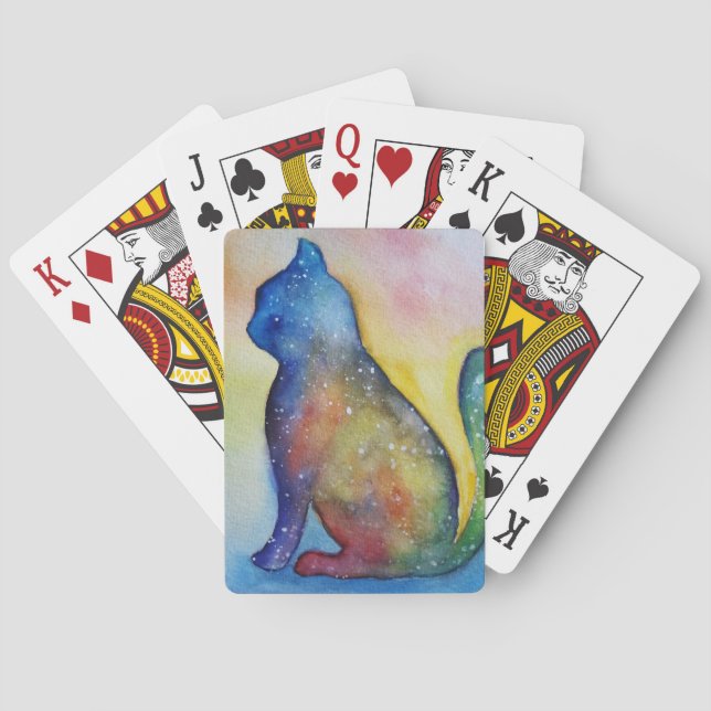 Jeu De Cartes Jouer Cartes Chat aquarelle art (dos)