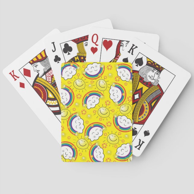 Jeu De Cartes Jouer Carton Deck Arc-en-ciel nuages soleil Jaune (dos)
