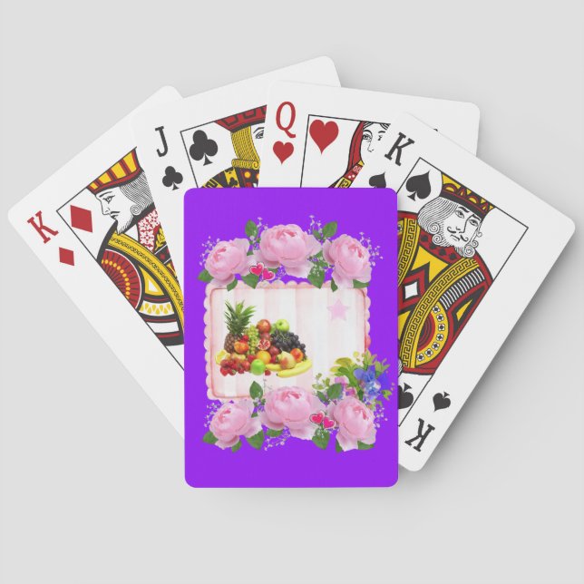 Jeu De Cartes Jouer Carton Deck Purple Roses Rose Fruit (dos)