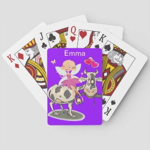 Jeu De Cartes Jouer Carton Deck Vache Purple Rose Coeurs Fées