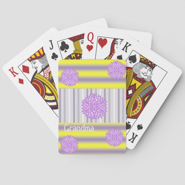 Jeu De Cartes Jouer Carton Jaune Purple Bande Florale (dos)