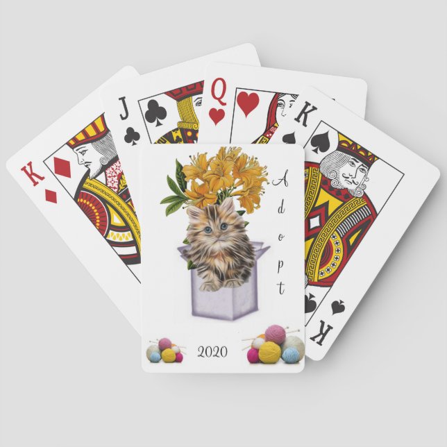 Jeu De Cartes Jouer Deck Carte Adopter Kitten Fleur de fils (dos)