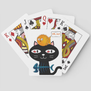 Jeu De Cartes Jouer Deck Chat Noir Poissons