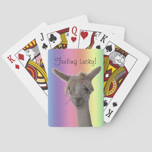 Jeu De Cartes Jouer des cartes - Alpaca sur l'Arrière - plan arc (dos)