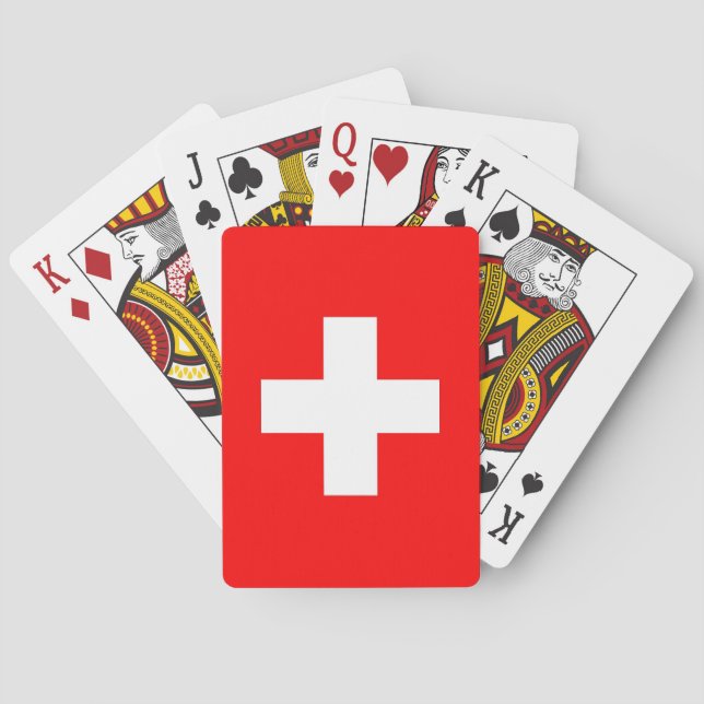 Jeu De Cartes Jouer des cartes avec le drapeau de la Suisse (dos)