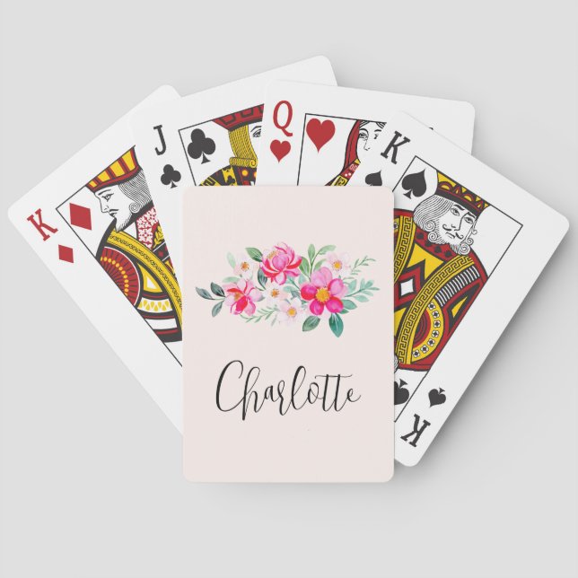 Jeu De Cartes Jouer Joli Bouquet de Fleur Rose (dos)