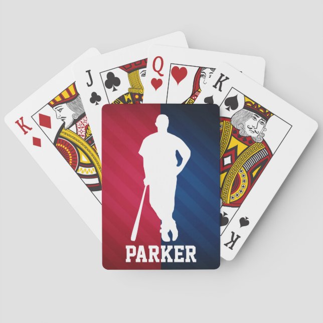 Jeu De Cartes Joueur de baseball ; rouge, blanc et bleu (dos)
