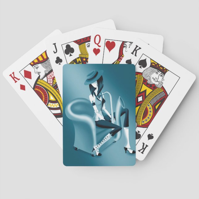 Jeu De Cartes Joueuse de saxophone - Carte à jouer inspirée du j (dos)
