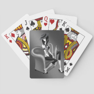 Jeu De Cartes Joueuse de saxophone - Carte à jouer inspirée du j