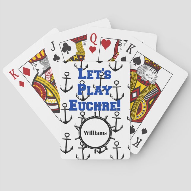Jeu De Cartes Jouons à Euchre Ancre nautique (dos)