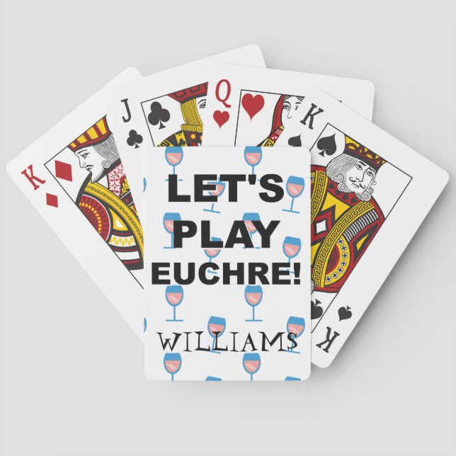Jeu De Cartes Jouons à Euchre ! Thème Verre Vin (dos)