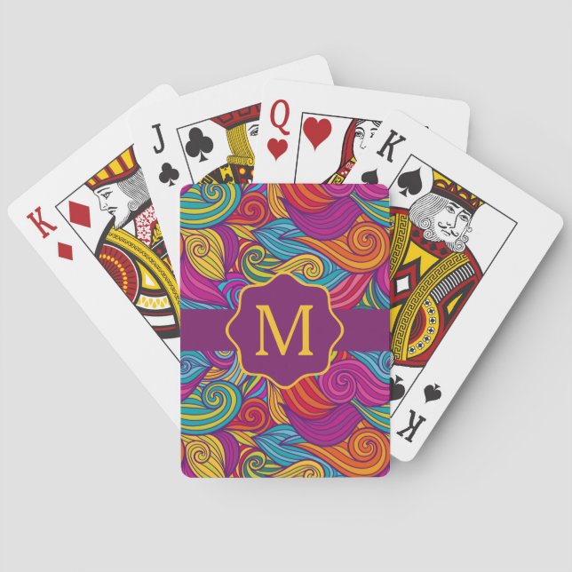 Jeu De Cartes Joyau coloré rétro Tonage Tourbillonnant Motif d'o (dos)