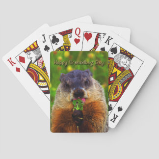 Jeu De Cartes Joyeuse Journée de la marmotte Mangeant la fleur