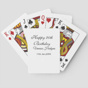 Jeu De Cartes Joyeux 20e anniversaire nom date simple minimal