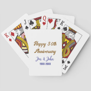 Jeu De Cartes Joyeux 30e anniversaire de mariage royal bleu or s