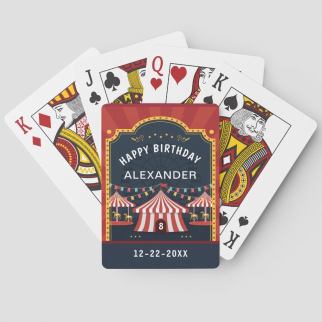 Jeu De Cartes Joyeux Anniversaire Cirque Enfants Âge Personnalis (dos)