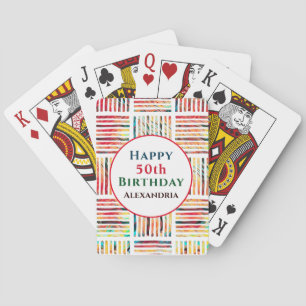 Jeu De Cartes Joyeux Anniversaire Colorful Stripes géométrique P