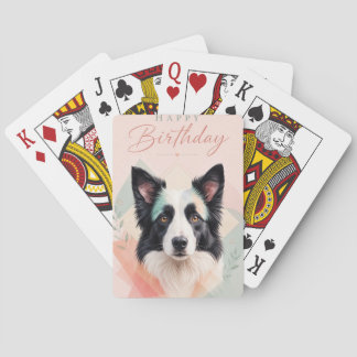 Jeu De Cartes Joyeux Anniversaire Portrait de Chien Noir Blanc A