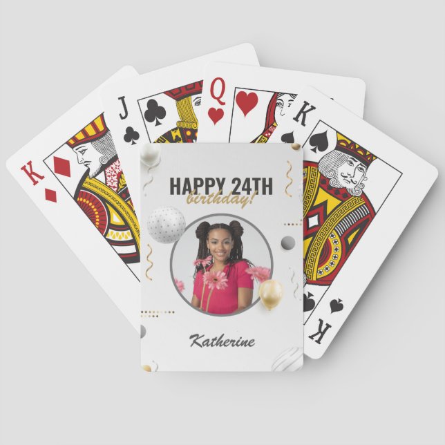 Jeu De Cartes Joyeux Anniversaire simple personnalisé cadeau pho (dos)