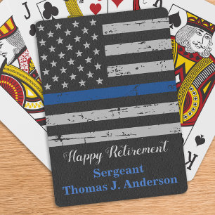 Jeu De Cartes Joyeux drapeau de retraite de la police Ligne Bleu