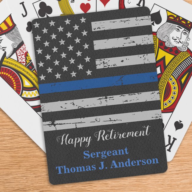 Jeu De Cartes Joyeux drapeau de retraite de la police Ligne Bleu (Créateur téléchargé)