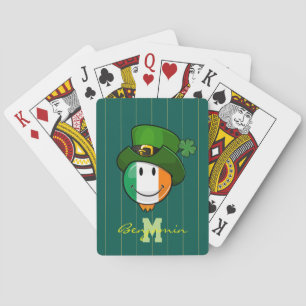 Jeu De Cartes Joyeux drapeau irlandais portant un Casquette Lepr