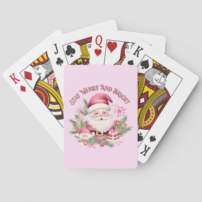 Jeu De Cartes Joyeux et lumineux - Père Noël rose (dos)