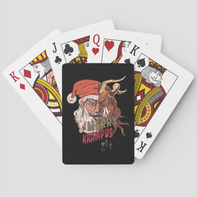 Jeu De Cartes Joyeux Krampus effrayant Père Noël Horreur Noël (dos)