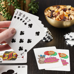 Jeu De Cartes Joyeux Marionnette mignonne avec ballons et gâteau
