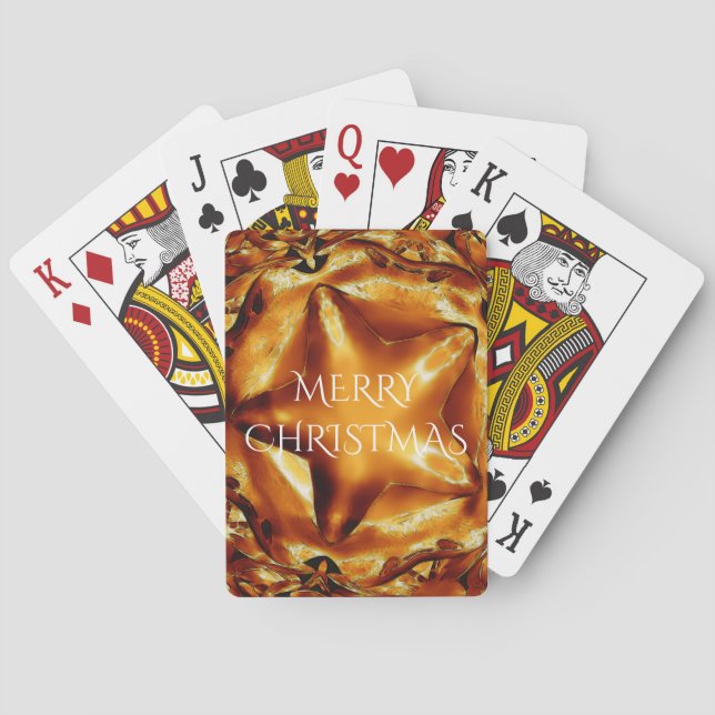 Jeu De Cartes Joyeux Noël Brown or cuivre Élégante étoile (dos)
