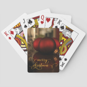 Jeu De Cartes Joyeux Noël en feuille d'or faux avec boules de ve