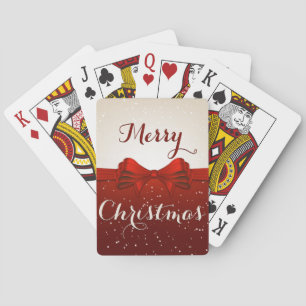Jeu De Cartes Joyeux Noël Fente de neige et de ruban rouge
