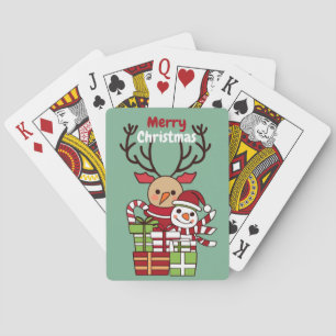 Jeu De Cartes Joyeux Noël mignon dessin animé rennes bonhomme de