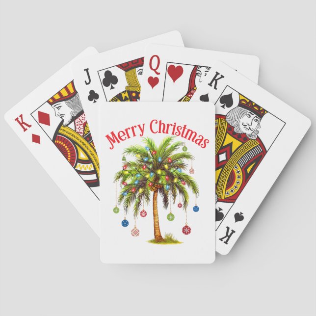 Jeu De Cartes Joyeux Noël Palm Tree Light Hawaiian Tropical (dos)