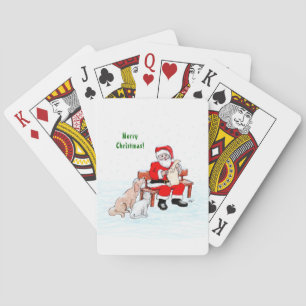 Jeu De Cartes Joyeux Noël! Père Noël avec chat et chien